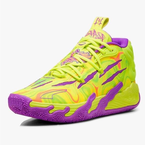 Puma MB.03 Spark LaMelo Ball Basketball Shoes Yellow and Purple Glimmer 10.5 - Picture 8 of 17